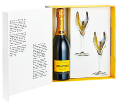 Geschenkkoffer "Tête à Tête" voor 1 fles champagne Drappier van 750 ml (incl. 2 glazen)